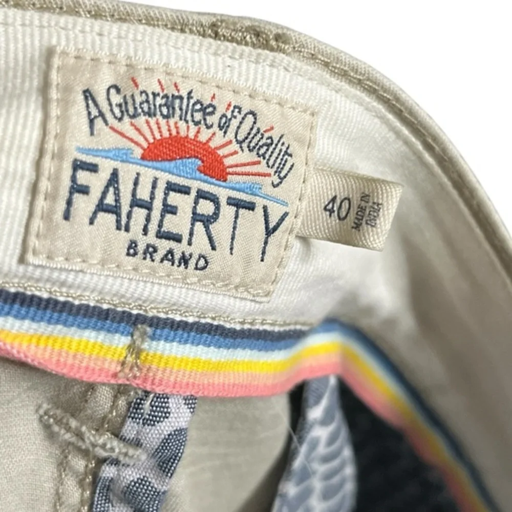 Faherty Island Life‎ Shorts Men's Size 40 Beige Organic Cotton Stretch Casual